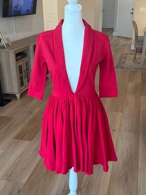 NEW LURELLY LOS ANGELES RED V-NECK BLAZER DRESS, SIZE 2
